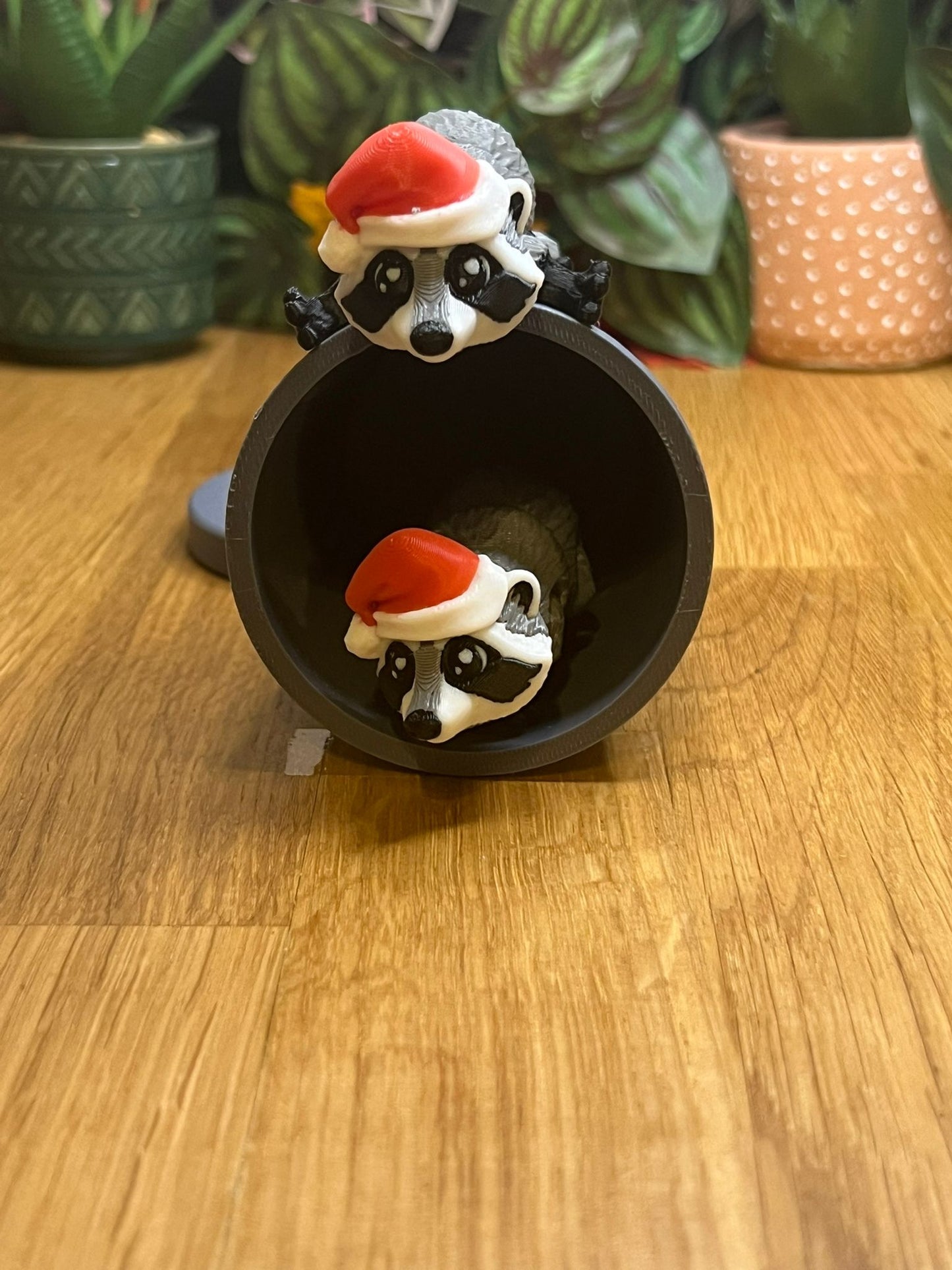 Mini Christmas Raccoon - Collectible Display Piece, Stress Relief, Personalized Gift, Festive Decor - Mat Mire Makes