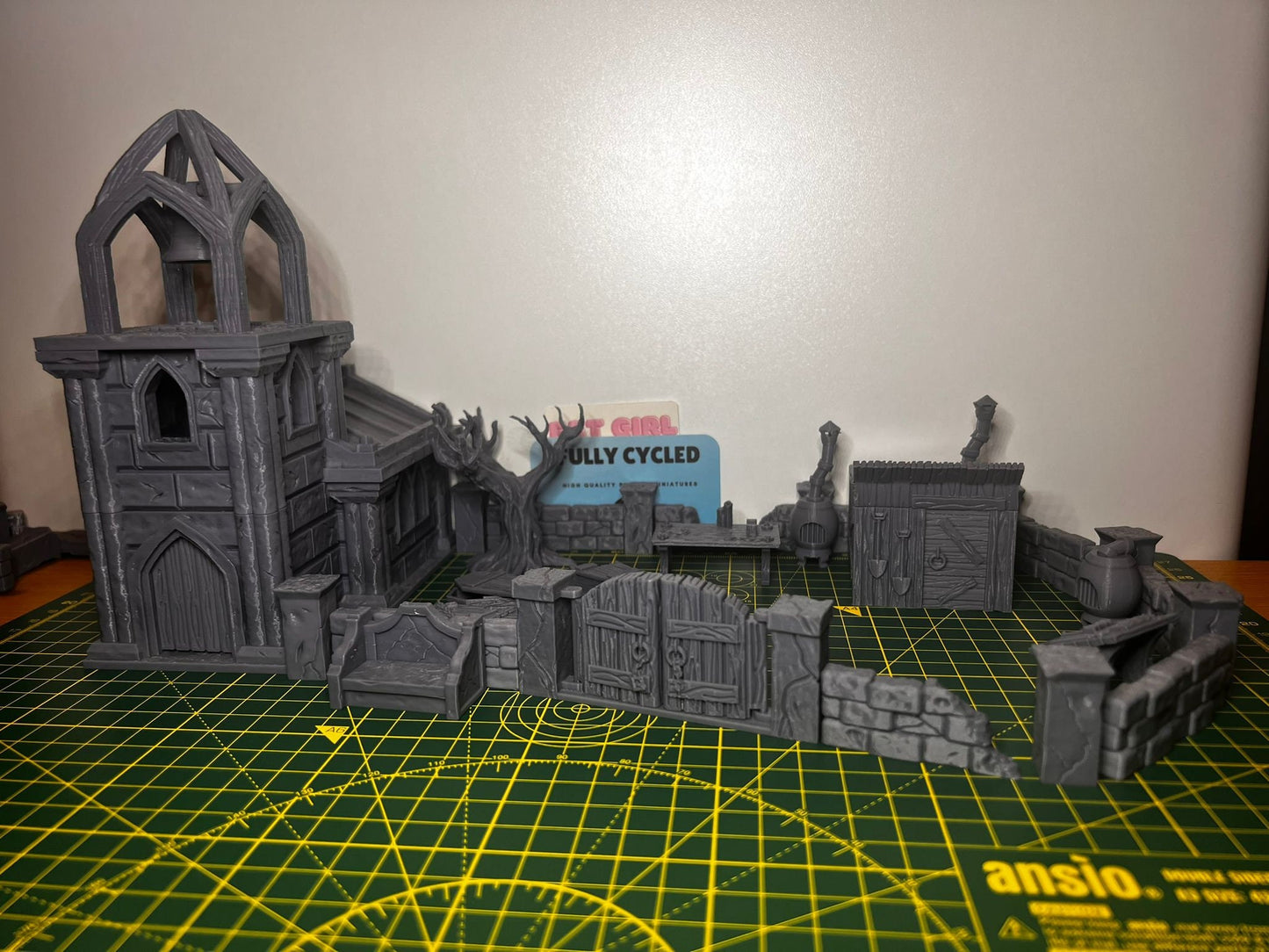 Church and Graveyard Scene - Scenic DnD Terrain - Halloween Decoration