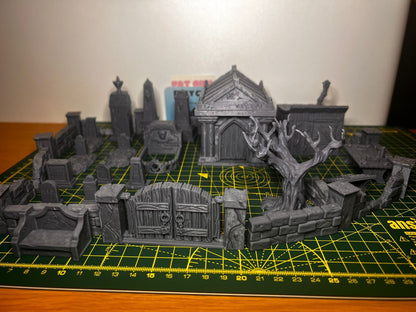 Mausoleum Graveyard Scene - Scenic DnD Terrain - Halloween Decoration