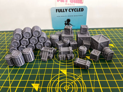 Crates and Barrels - Storage Scatter Terrain - RPG Accessories