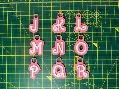 Custom Pink and White Name Keyring