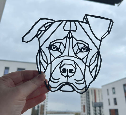 Geometric Pitbull Wall Art Decor - Geometric Pet Print - Dog Lover Gift Idea -