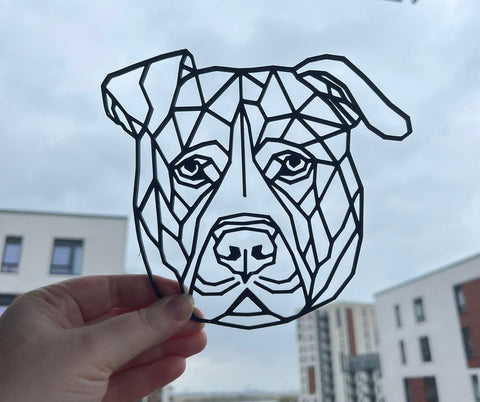 Geometric Staffordshire Bull Terrier Wall Art Decor - Geometric Pet Print - Dog Lover Gift Idea - Staff - Pitbull