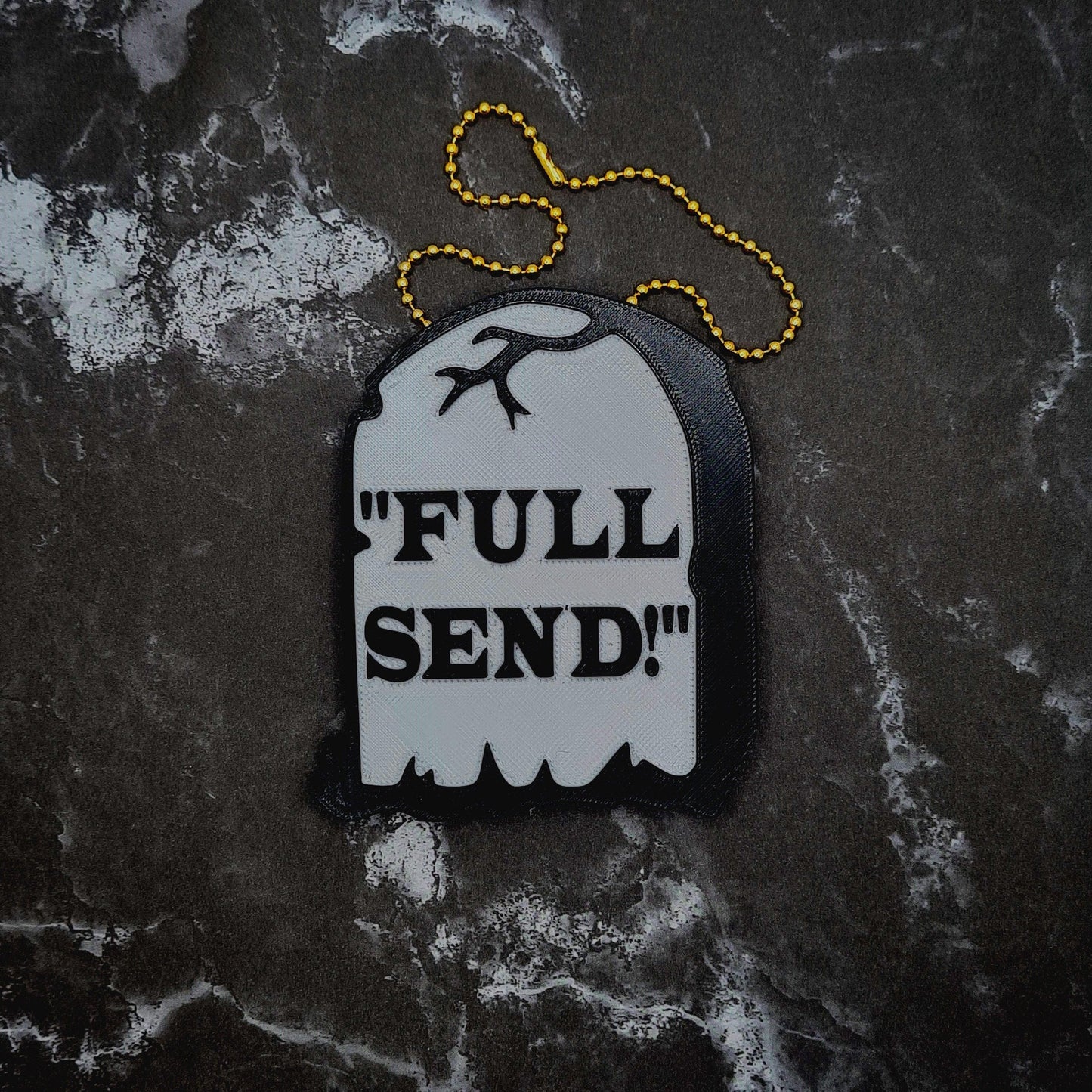 Full Send Gravestone Keychain