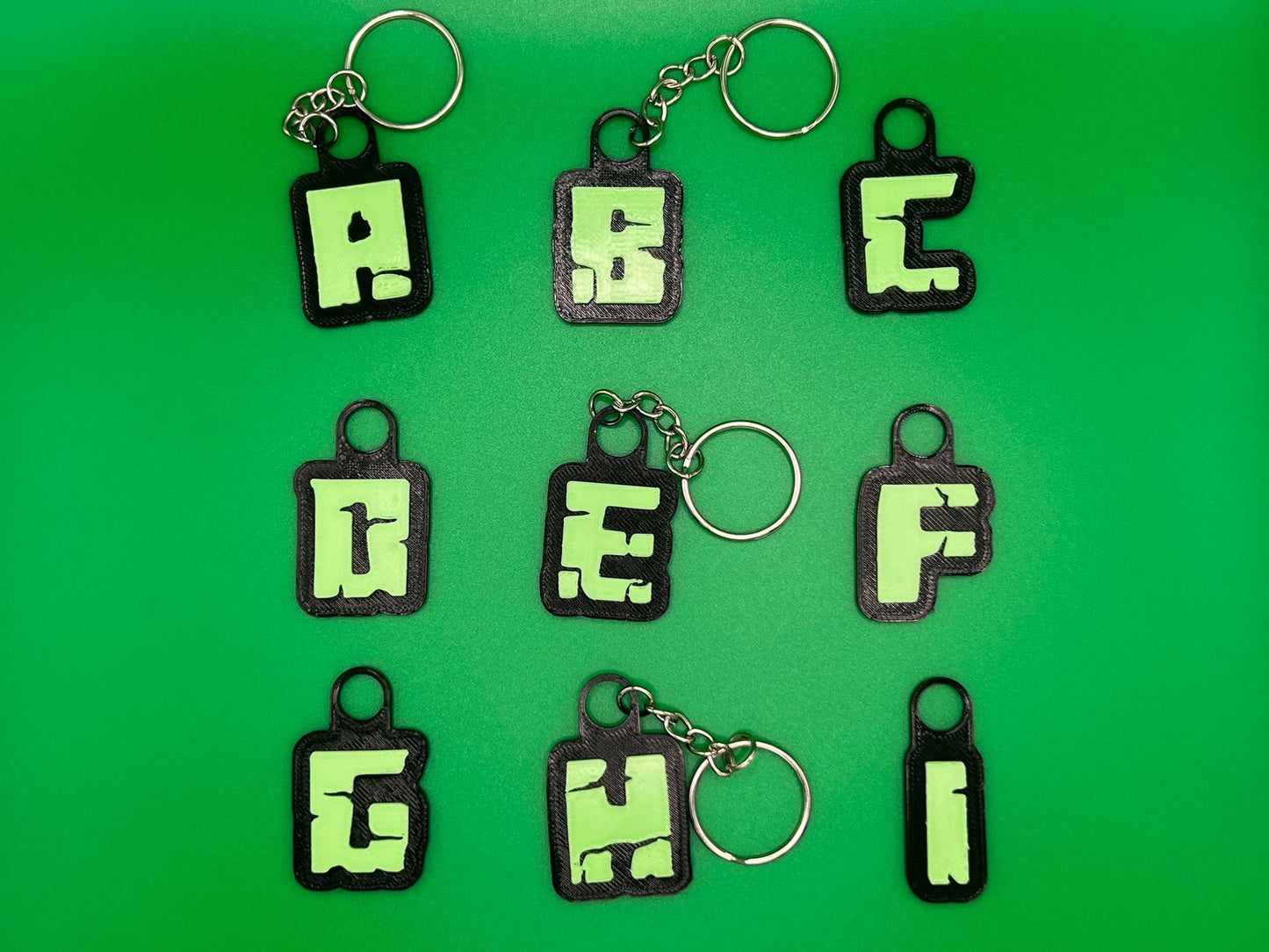 Custom Black and Green Name Keyring