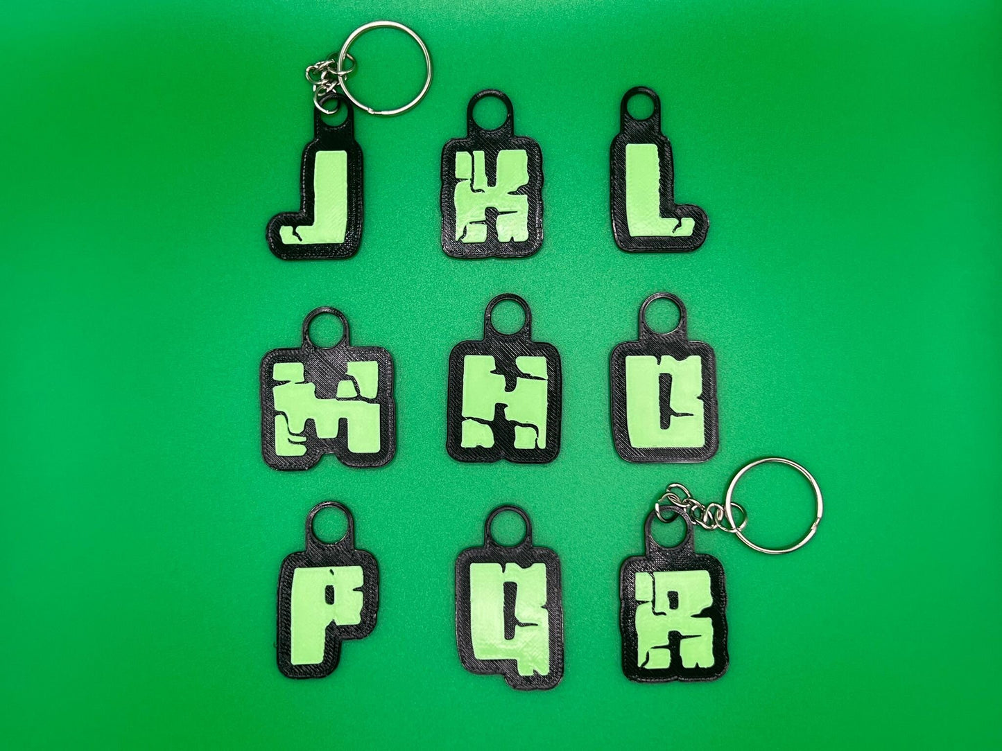 Custom Black and Green Name Keyring