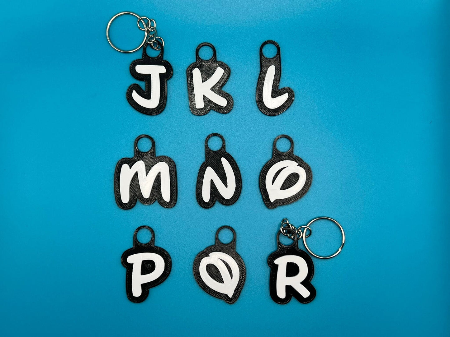 Custom Black and White Name Keyring