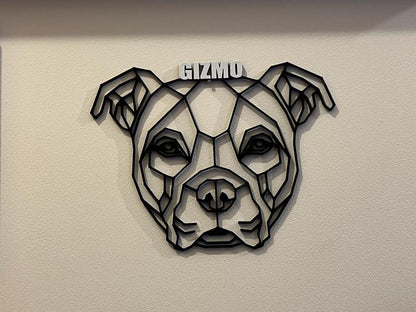 Personalised Geometric American Bulldog Wall Art Decor - Geometric Pet Print - Dog Lover Gift Idea - Staff - Staffy