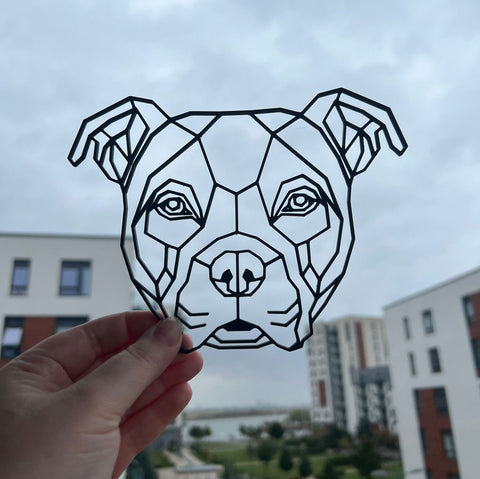 Geometric American Bulldog Wall Art Decor - Geometric Pet Print - Dog Lover Gift Idea - Staff - Staffy