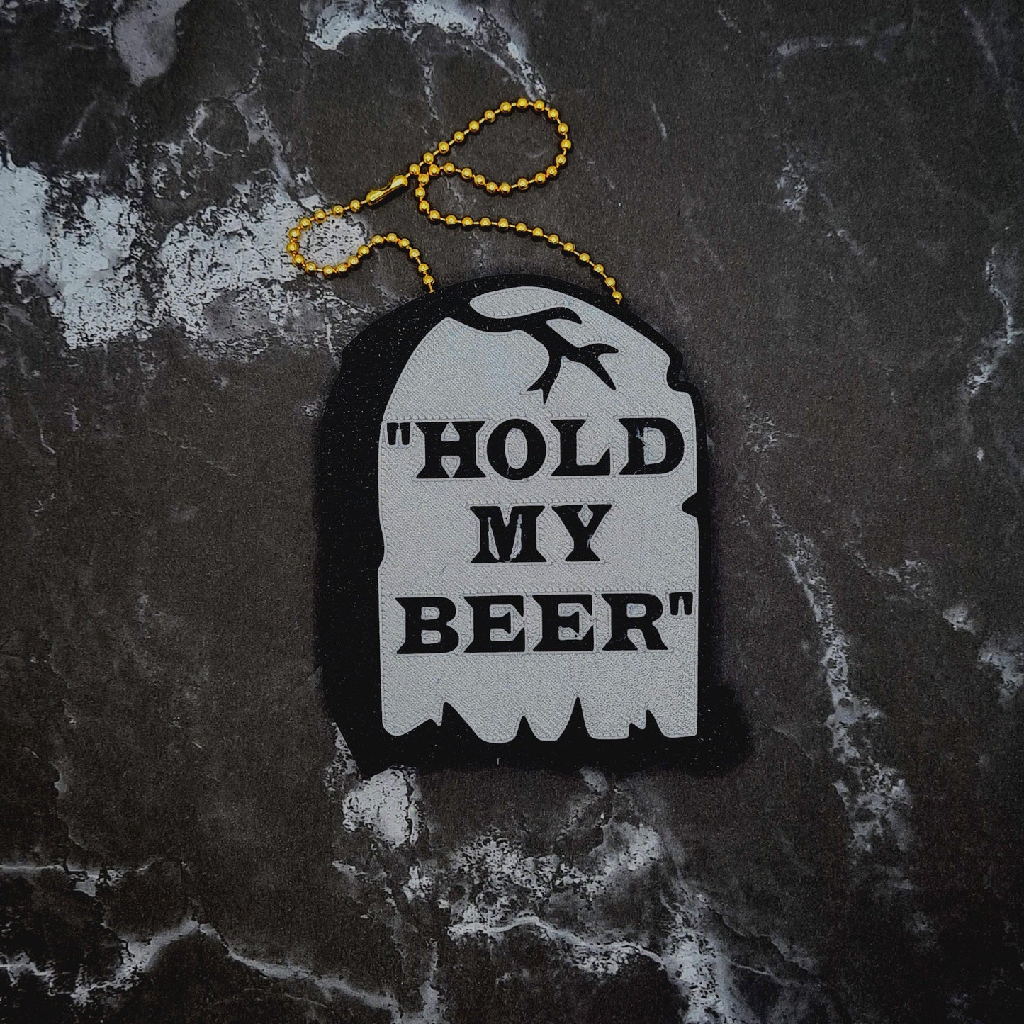 Hold My Beer Gravestone Keychain! - JCreateNZ - Car Charms