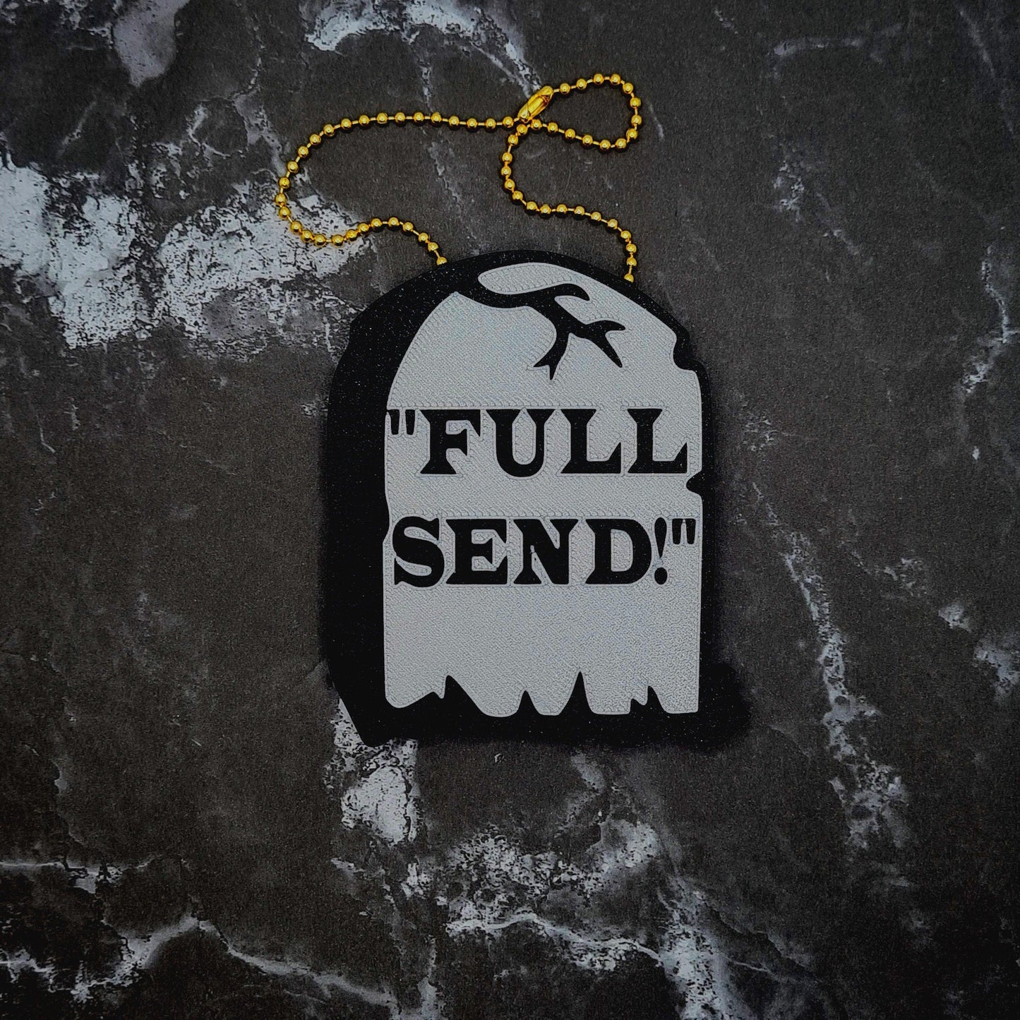 Full Send Gravestone Keychain