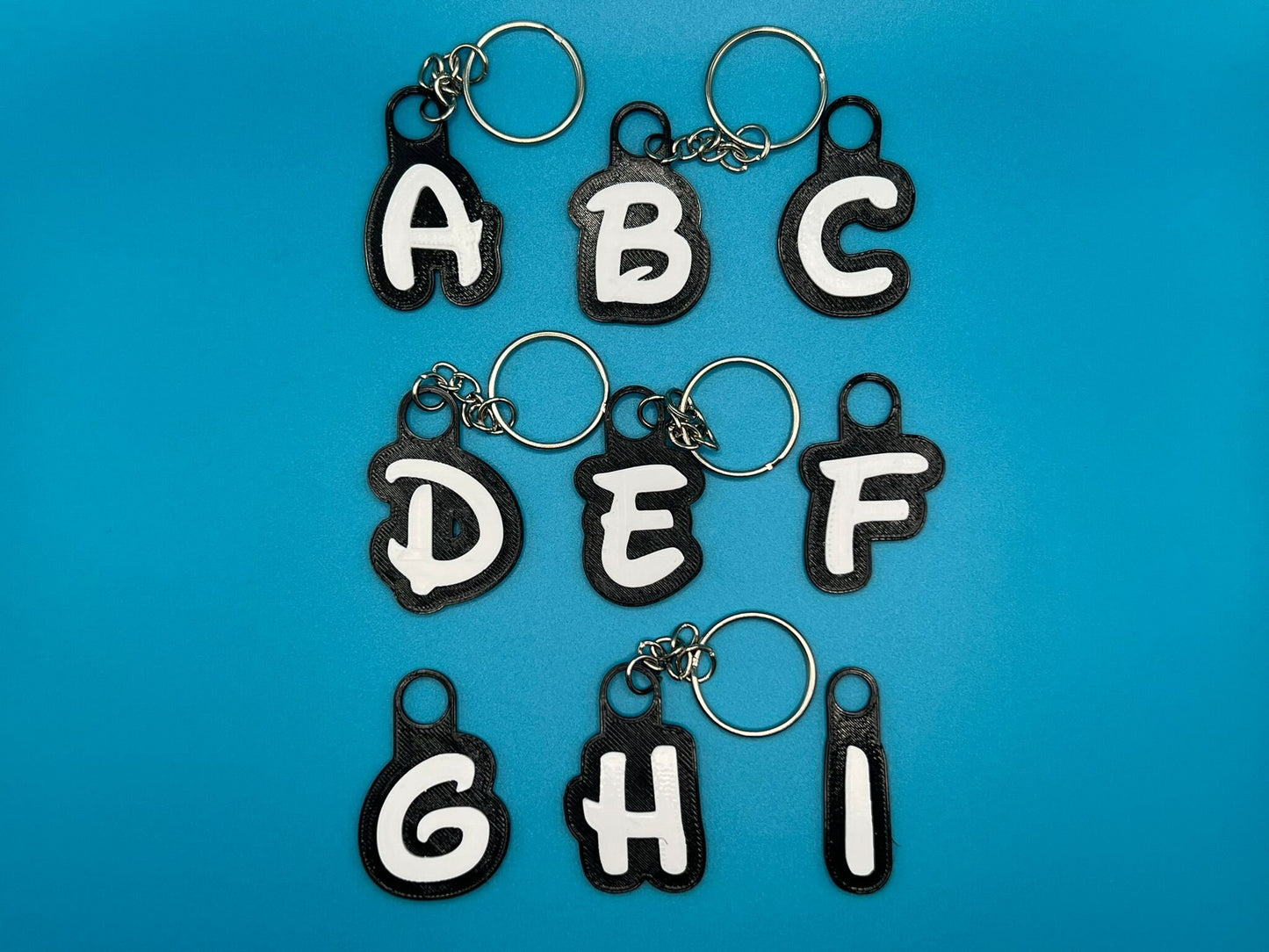 Custom Black and White Name Keyring