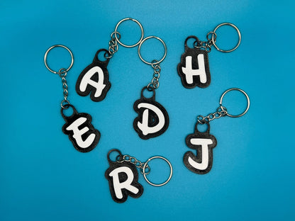 Custom Black and White Name Keyring