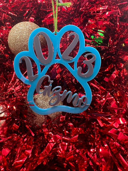 Personalised Pet Paw Decoration - Christmas Ornament - Xmas Tree Bauble