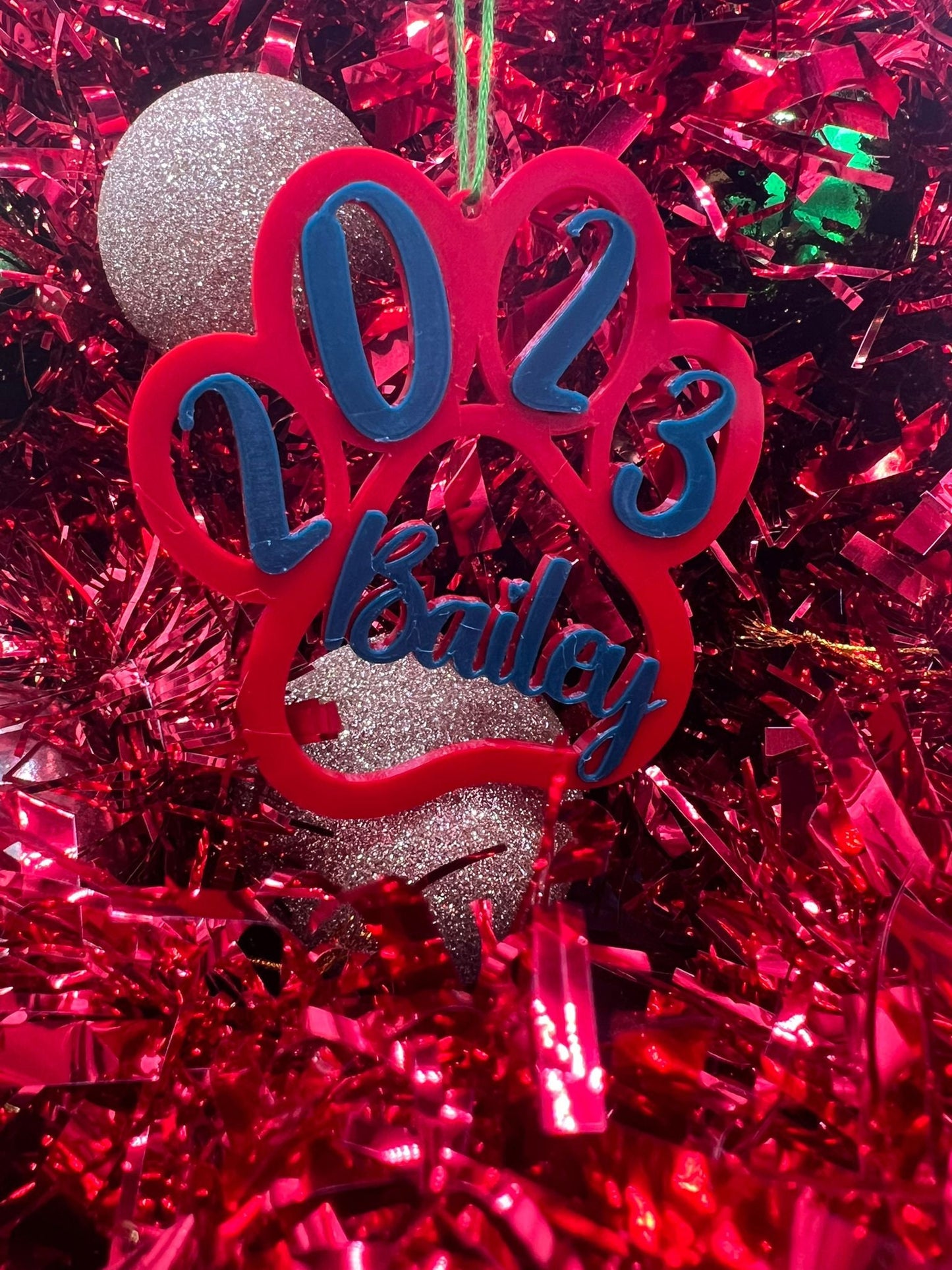 Personalised Pet Paw Decoration - Christmas Ornament - Xmas Tree Bauble