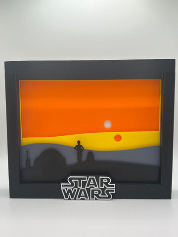 Star Wars Tatooine 3D Multi-layer Shadow Box - Personalised Art - Sci-Fi Gift - Star Wars Wall Art